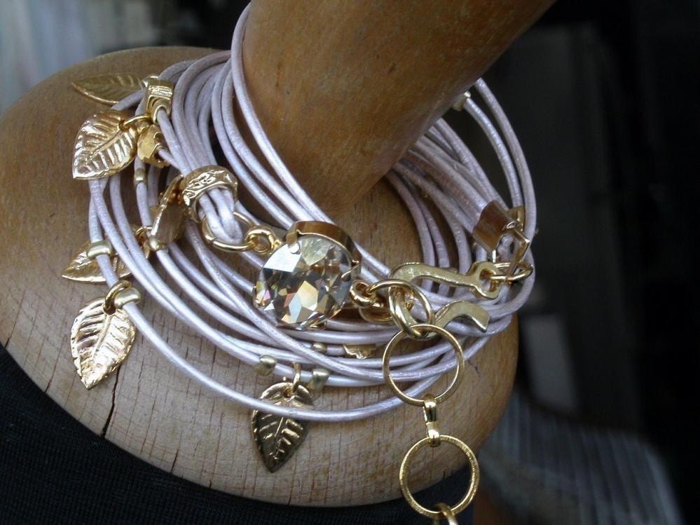 Gold Shadow Charm Leather Bracelet
