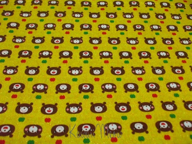 SALE - Bears Apples on Yellow - Fat Quarter (i0225)