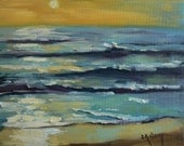 Seascape Daily Painting, "Ocean Sunrise", Oil, 8x10"