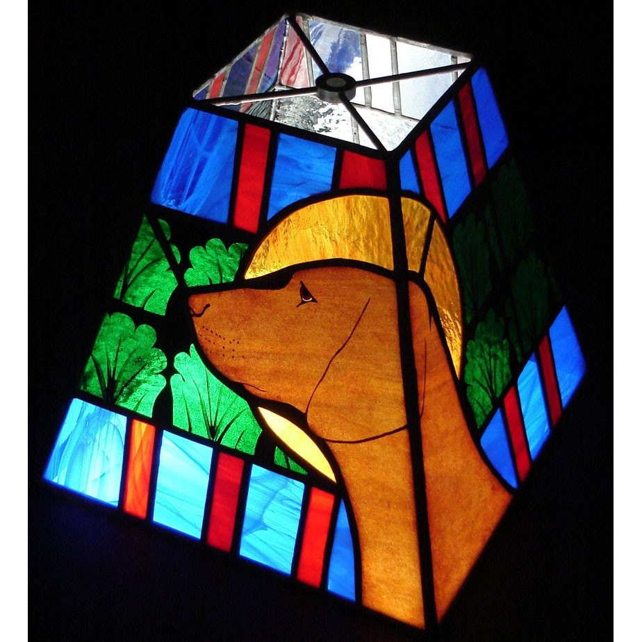 Stained Glass Dog Table Lamp