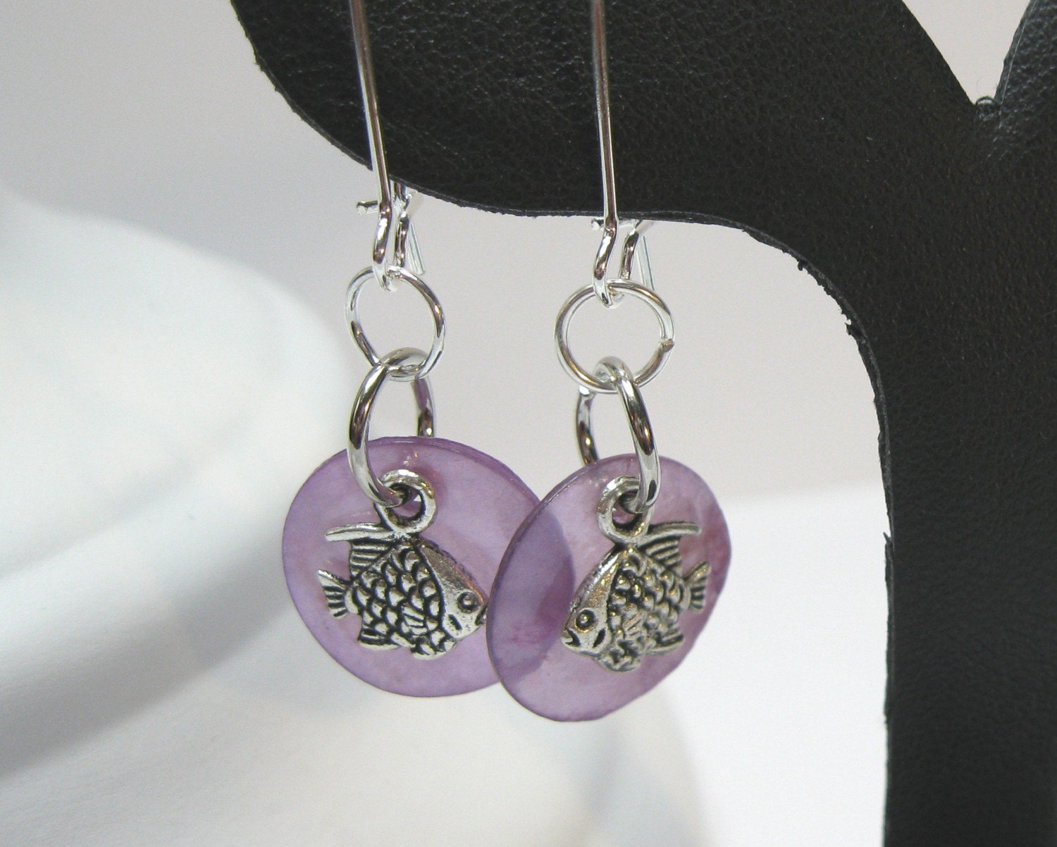 Ocean Life Fish Silver and Capiz Earrings