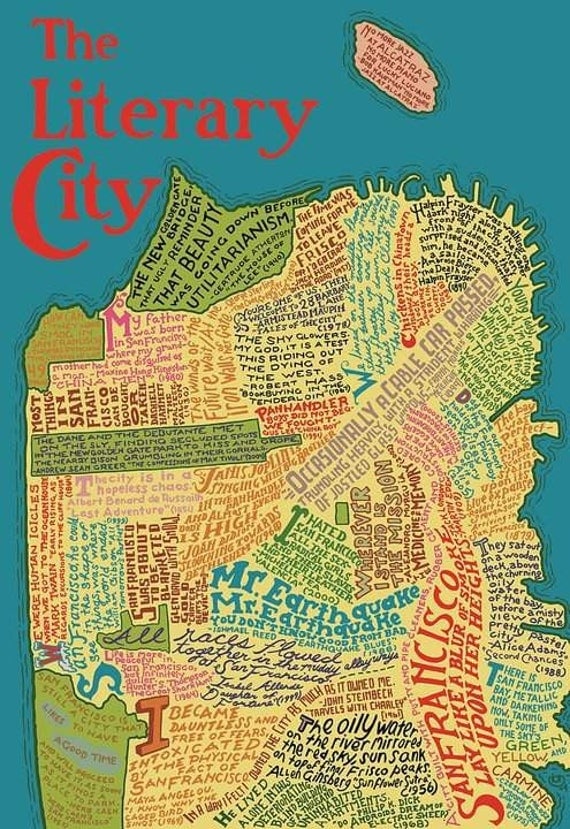 The Literary Map of San Francisco Laser-Cut Wooden Jigsaw Puzzle