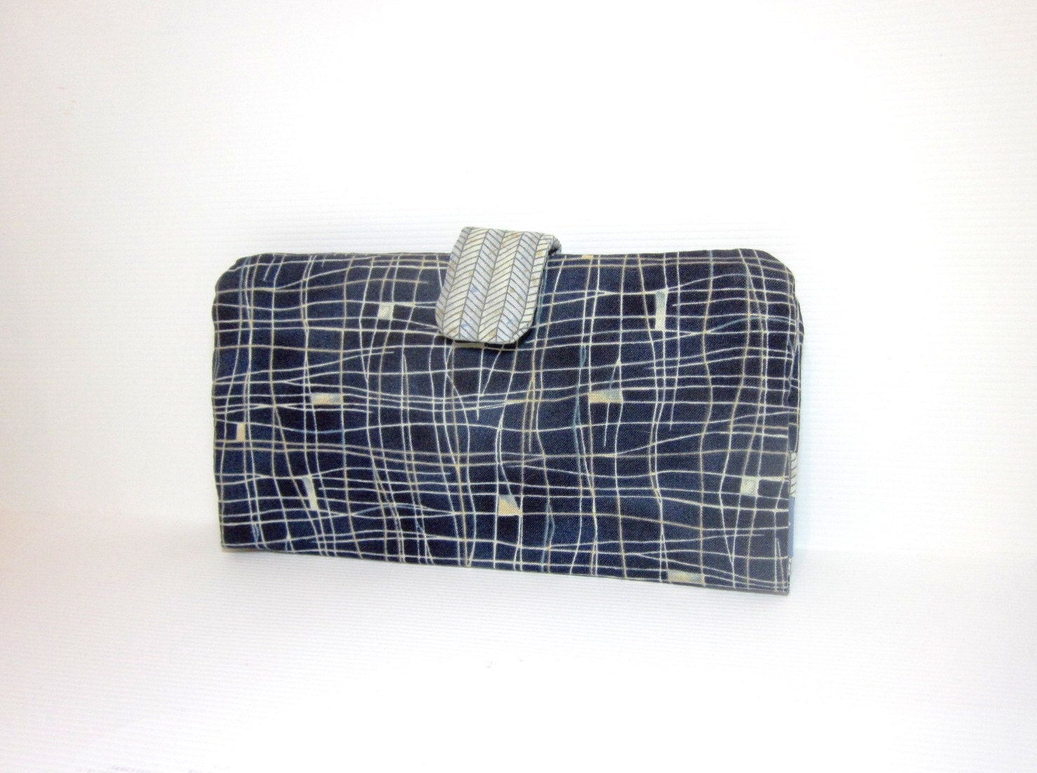 BiFold Fabric Wallet - Blue and Ivory