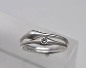 Wave ring pair - sterling silver & diamond rings