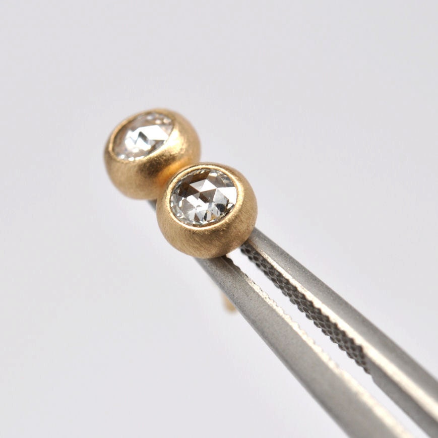 Rose cut diamond earrings- 18k gold