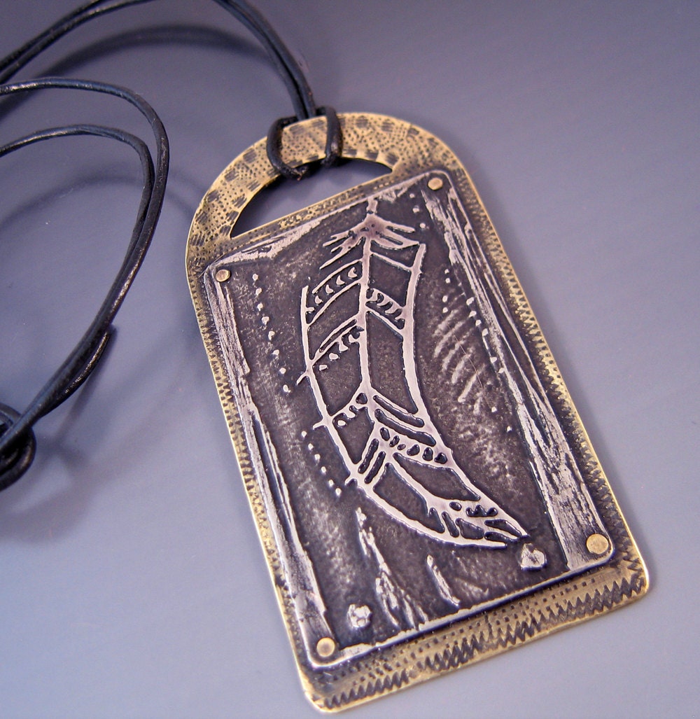 Etched Feather Necklace by Ruth Shapiro