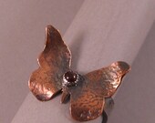 Etched Copper, Silver Butterfly Ring