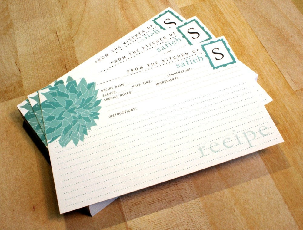 Printable Dahlia Recipe Card, Personalized, 4x6 or 8.5x11