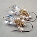 Rock Crystal Earrings Cluster Earrings 14kt Gold Fill Wire Wrapped Gemstones Pearl Swarovski Crystal Summer Fashion