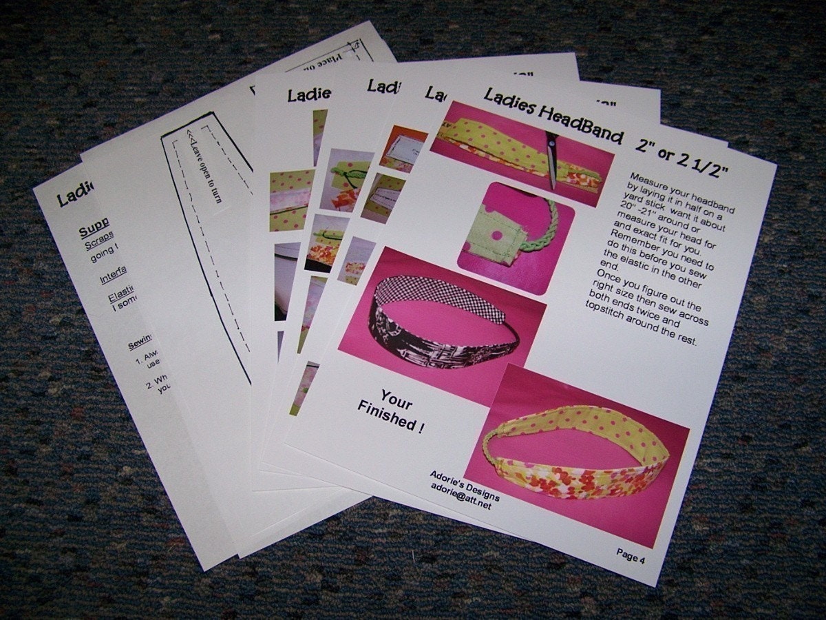 Reversible Headband Pdf Pattern 2 sizes, Adult or child sizes,Easy Tutorial Great for beginners Free Shipping