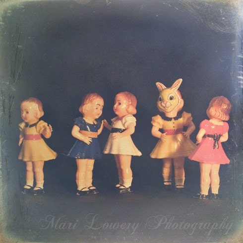 Vintage Plastic Dolls Photography Print, Modern Dance, Doll Dance Party