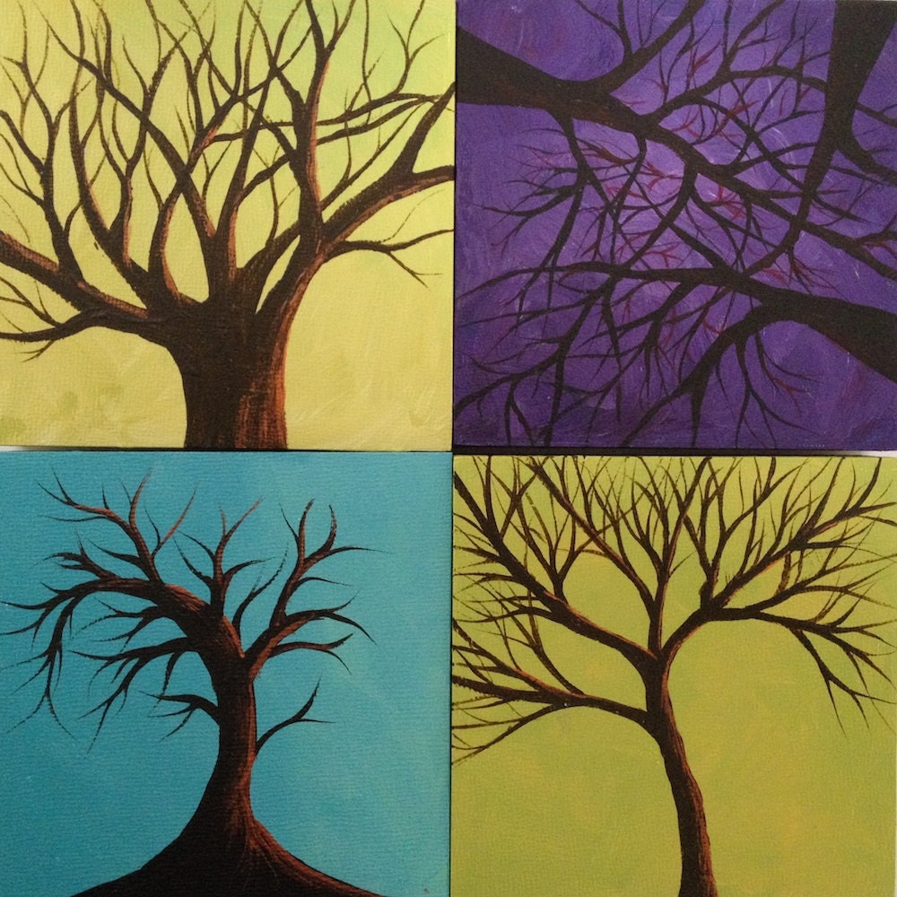Tree Silhouette Block 36 - Original Acrylic Painting