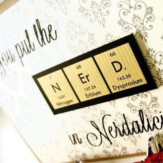 Nerdalicious Science Love Card Yellow and Gray