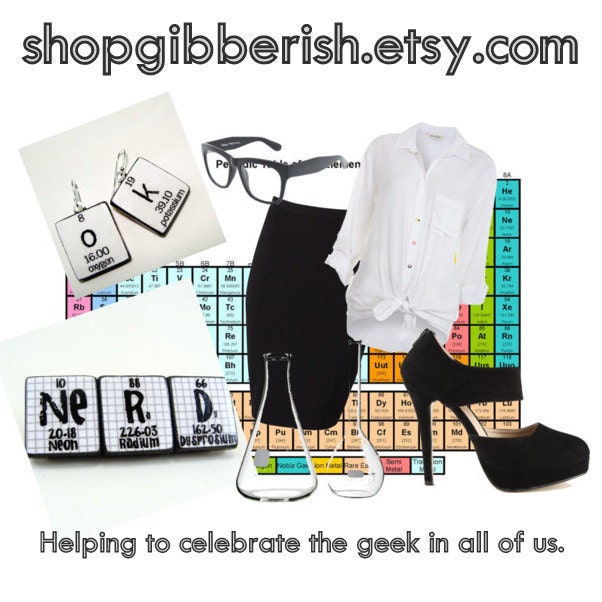 Chemistry Lab Coat Brooch Periodic Table Jewelry Personalized Handmade Men or Women -Nerd