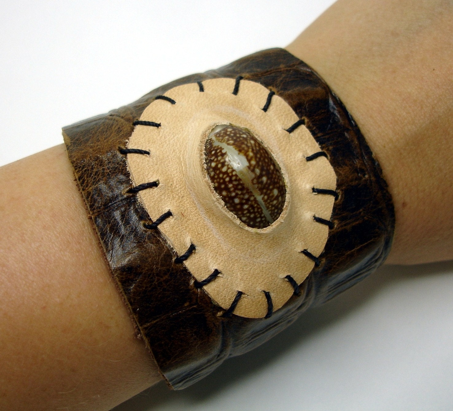 Urban Mermaid Sea Shell Recycled Leather Cuff