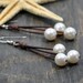 Leather and Pearls Earrings Sea Floats