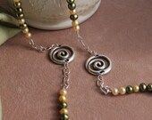 Pearl Necklace, Multi color Freshwater  with sterling