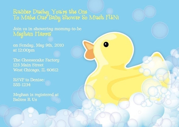 Rubber Duckie Baby Shower Invitation - Printable Design Il_570xn