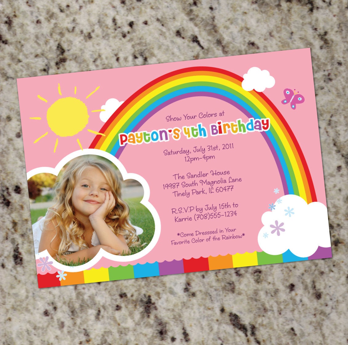 RAINBOW PARTY - Birthday Party Invitations - Printable Design Il_570xn