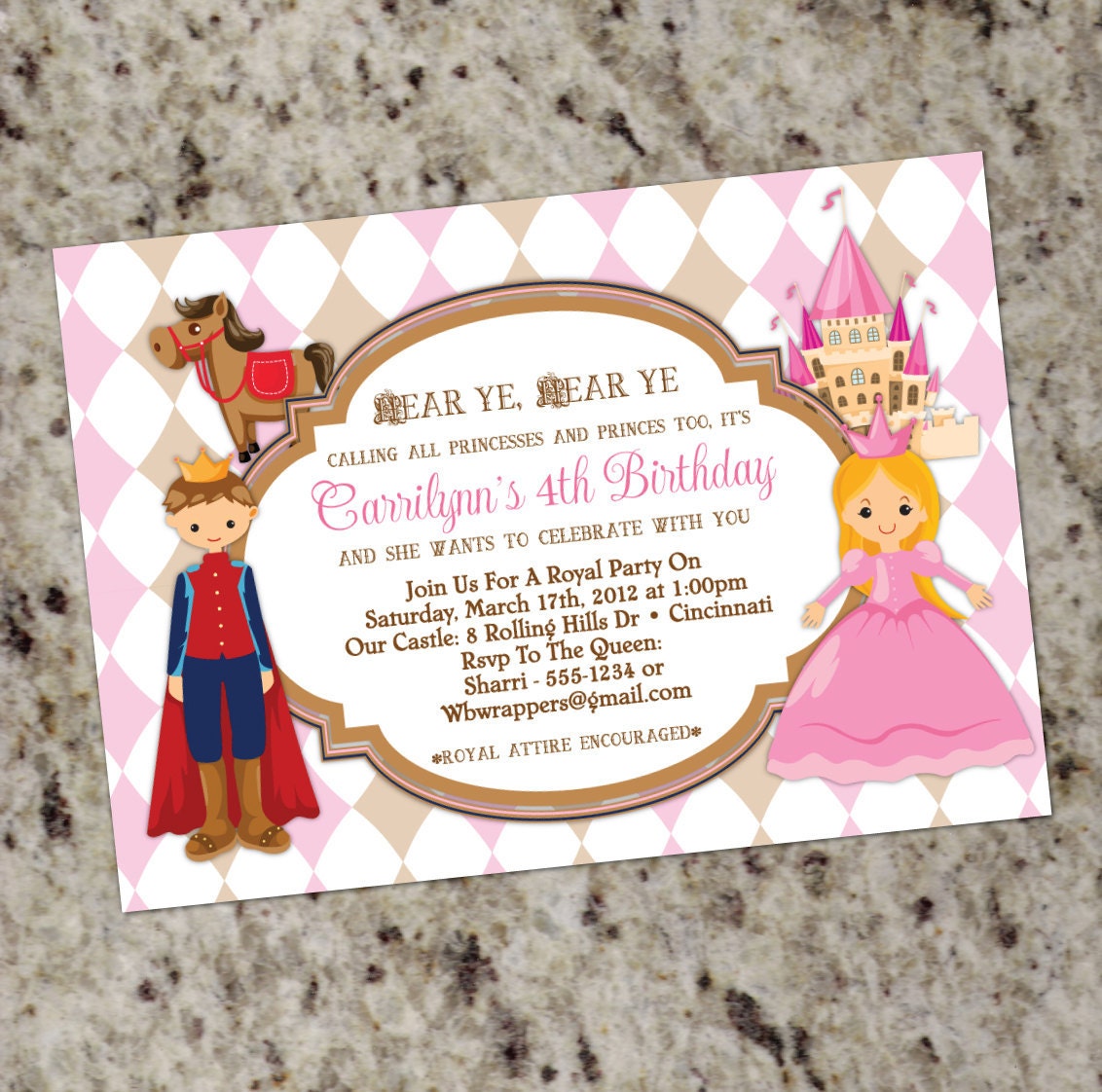 Princess and Prince - Birthday Party Invitations - Calling All Princesses and Princes Il_570xn