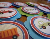 Boys and Their Toys - Cupcake Party Picks You Choose The Colors