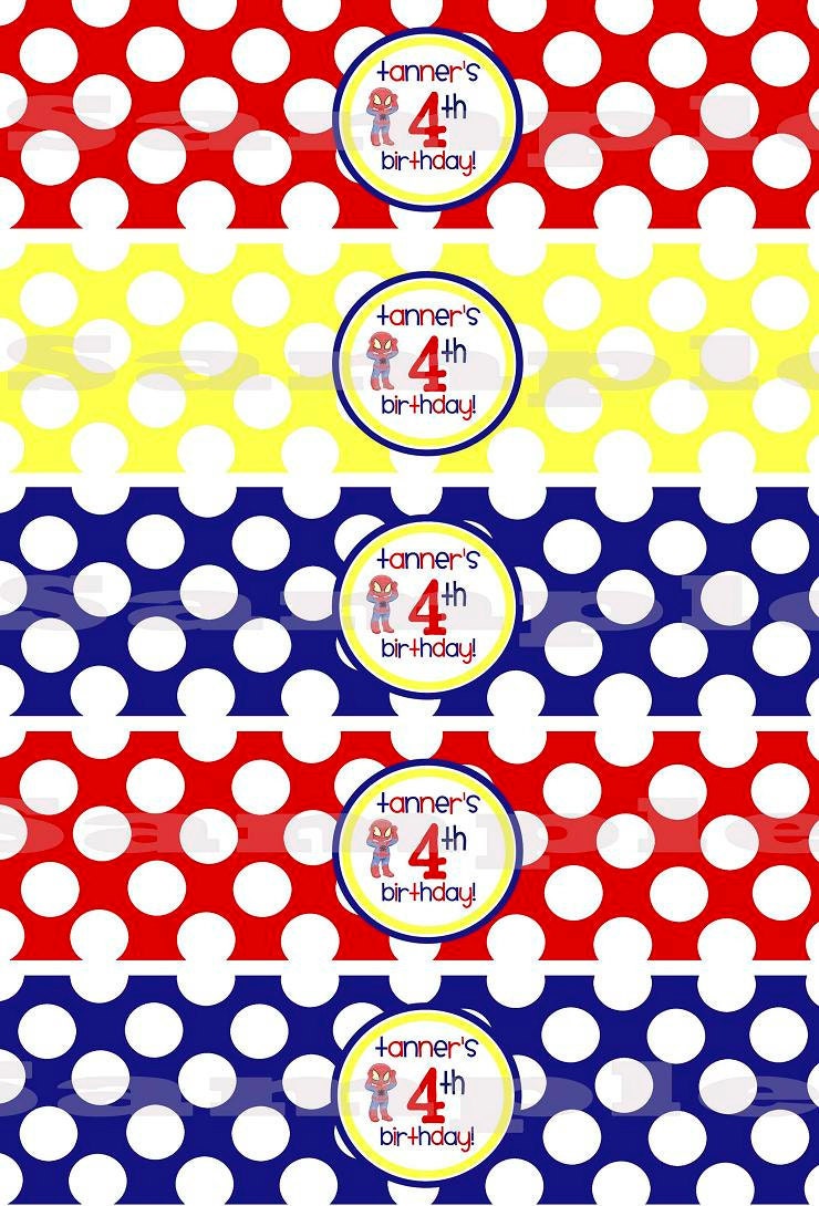 Superhero Water Bottle Labels - You Choose The Colors