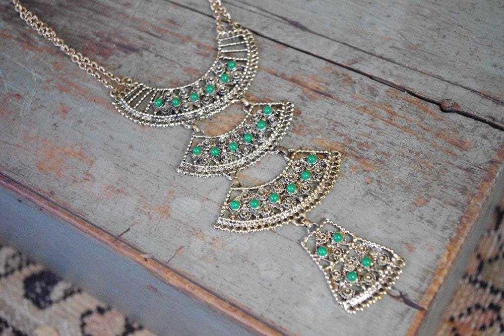 Stunning Runway-Worthy 1960's Layered Ethnic Necklace