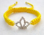 Crown friendship bracelet yellow bracelet rhinestone bracelet stack jewelry