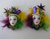 Mardi Gras Mask Purple, Green, Gold Earrings