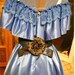 Vntg 70's 80s gown dress Southern Belle Victorian Ball Civil War Blue Free ship