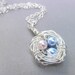 Three Child Bird's Nest Necklace -- Three Kids, Pearls, Blue, Baby Blue, Pink, Pastel, Easter, Egg, Sister, Brother, Mother's Day