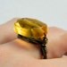 Amber Topaz Ring - Size 8.25 - Glass Topaz Bead, Yellow, Banana, Rustic, Autumn, Fall, Bright, Oval, Spring, Gold, Summer