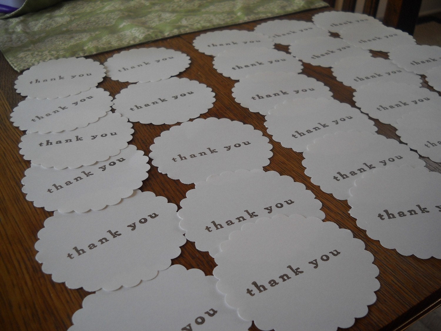 30 Scalloped Handprinted Thank You Tags
