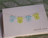 Onesies On A Clothesline Personalized Baby Thank You Cards