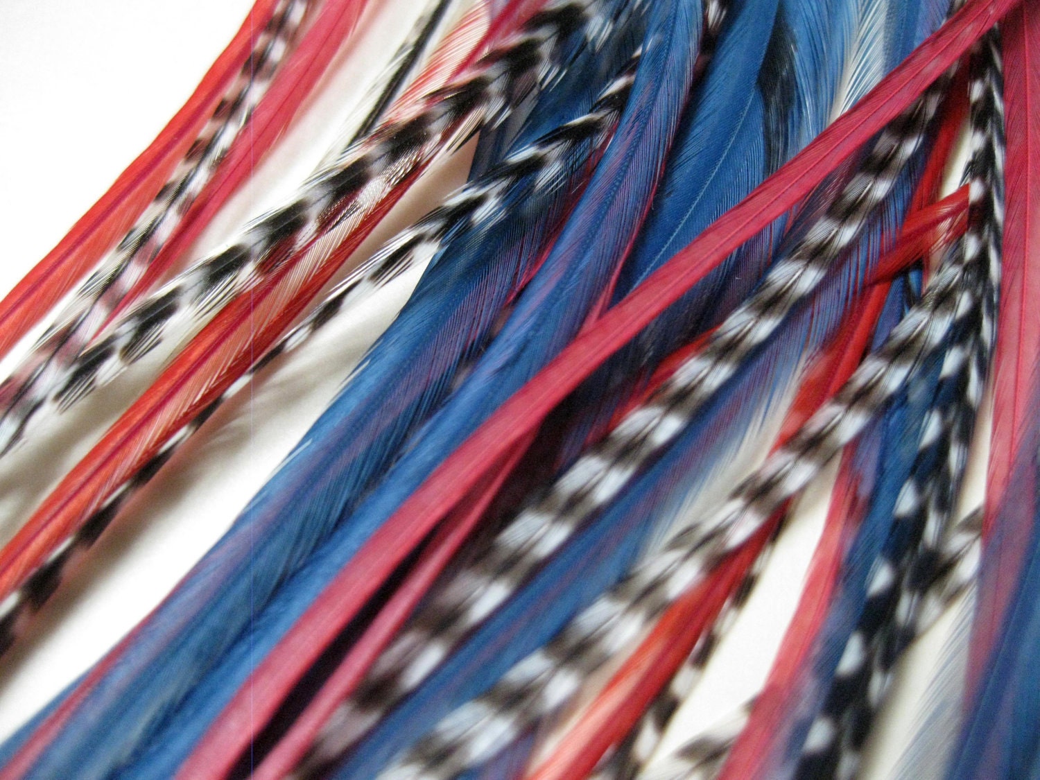 Girlie Girl Collection - 3 Premium Feather Hair Extensions with 3 FREE Micro Beads, Extra Long Length (8-13 inches)