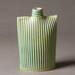 Porcelain ribbed oval flask bottle vase in blue-green