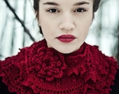 lace knitted scarf cherry red - Wollarium