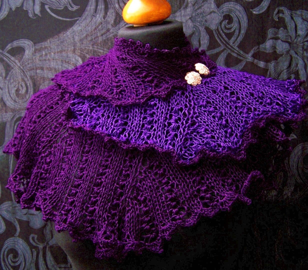 handknitted shawl purple