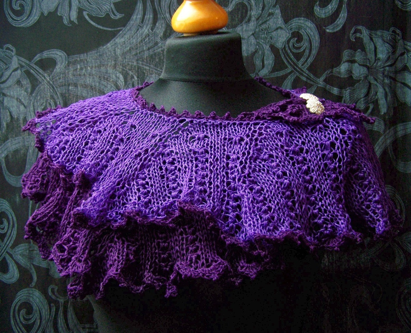 handknitted shawl purple
