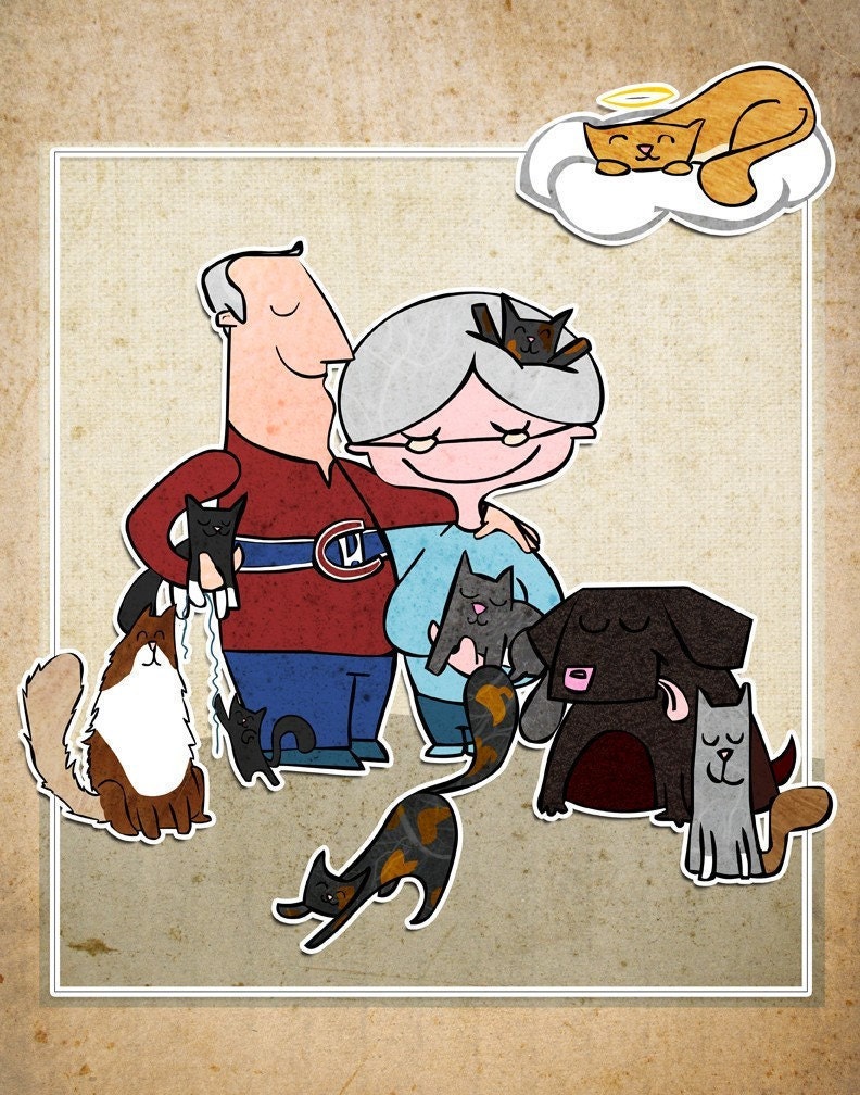 Custom Retro Modern Portrait of YOUR family 8.5 x 11" Print