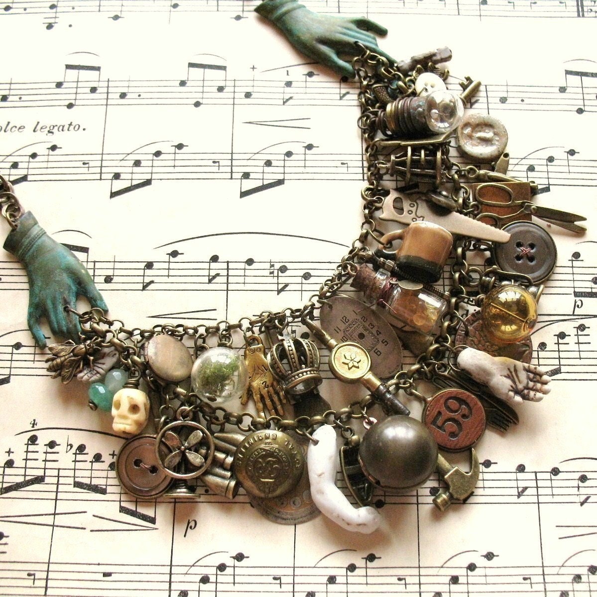Romany Belle - Handmade Vintage Inspired Gypsy Bohemian Statement Charm Bib Necklace
