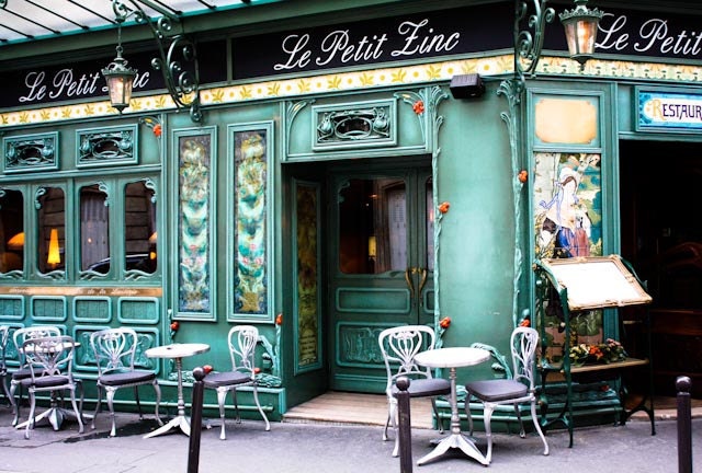 Paris Cafe in Green- 8x10 Fine Art Photograph - European Photo - Affordable Decor - Restaurant Paris - rebeccaplotnick