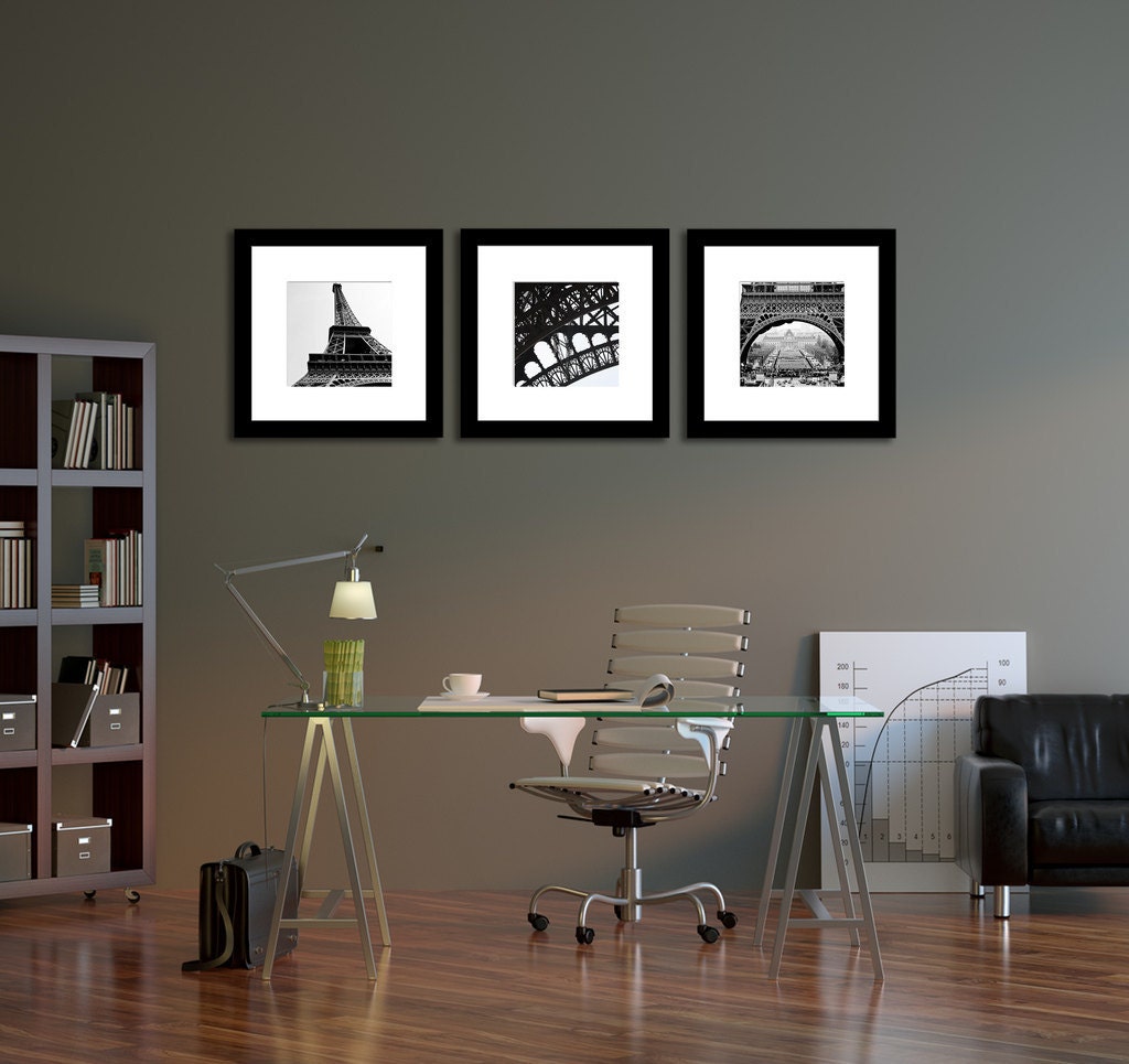 Paris Photography - Eiffel Tower Series  - Paris Prints - France 3 8x8 Fine Art photographs - Paris Wall Art - Black and White