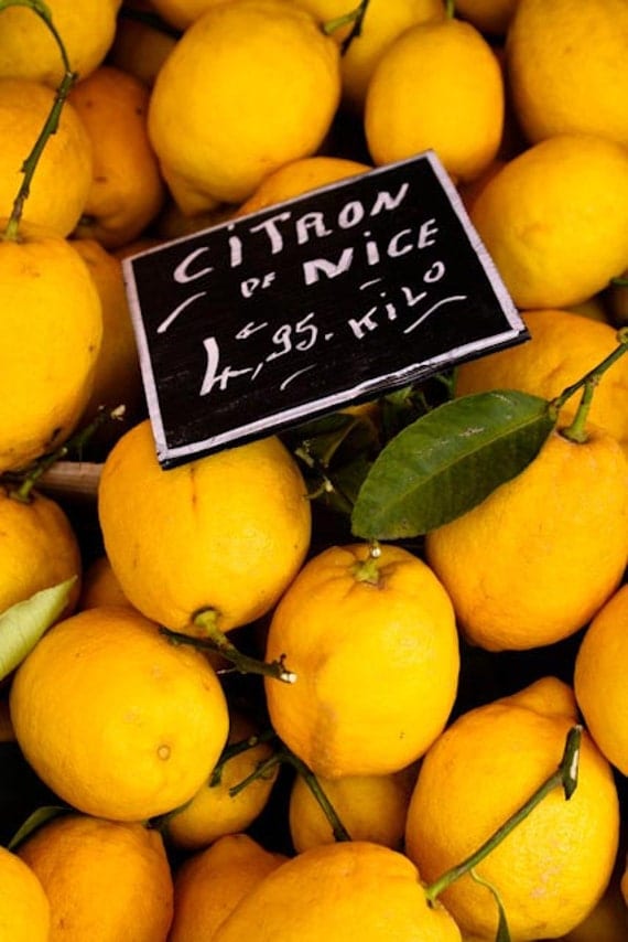 Food Photography - Citron of Nice - Fresh Yellow Lemons -  Nice, France 8x10 fine art photograph - French Riviera - kitchen wall art