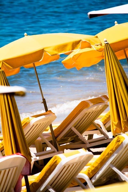 Beach Photography - The beach in Cannes, France - 8x10 Fine Art Photograph - canary yellow