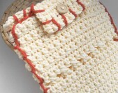 Ivory Envelope Bag, Purse - Hand Crocheted, Handmade OOAK Keepsake - Free US Shipping - Order Purse Handle Separately