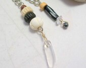 Old Ways Quartz Pendulum - Silver, Wood - Handmade OOAK - for Men or Women, for Divination, Meditation, Free US Shipping