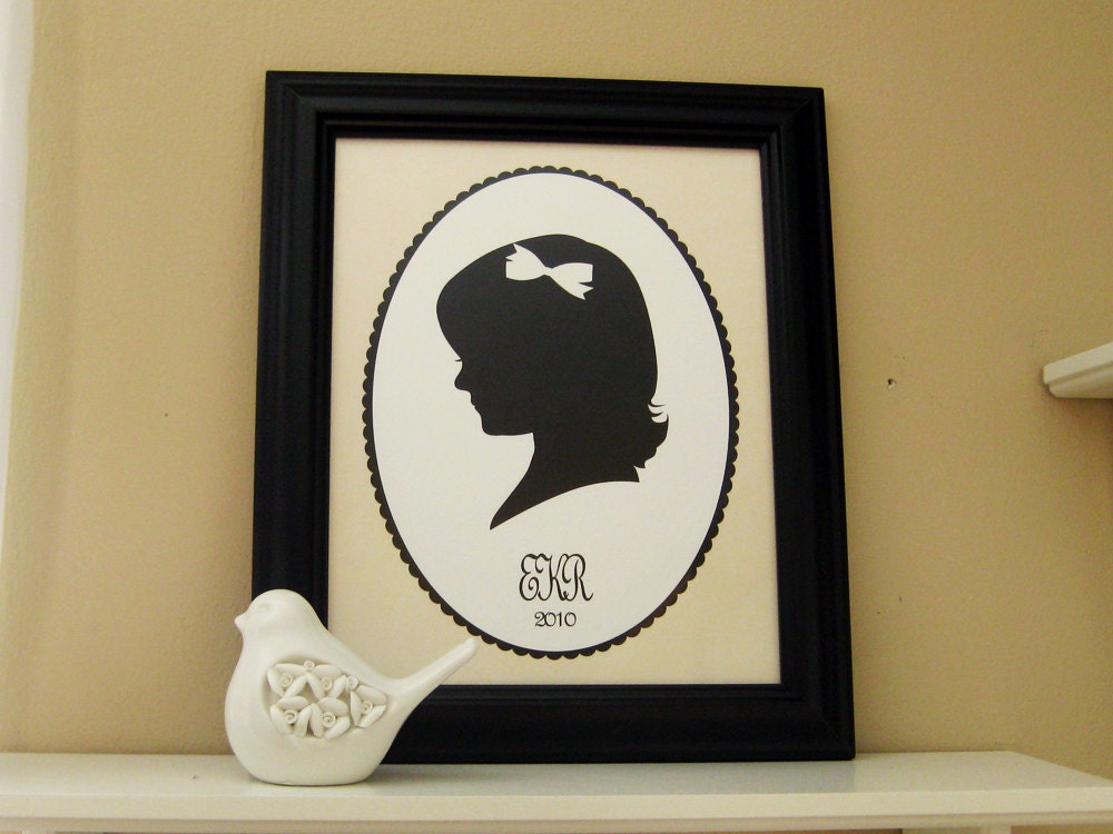 Custom Silhouette Portrait - Framed  8x10 Art Print