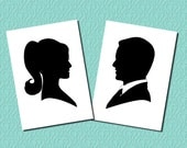 Custom Silhouette Portrait of Bride OR Groom - Unframed 8x10 Art Print