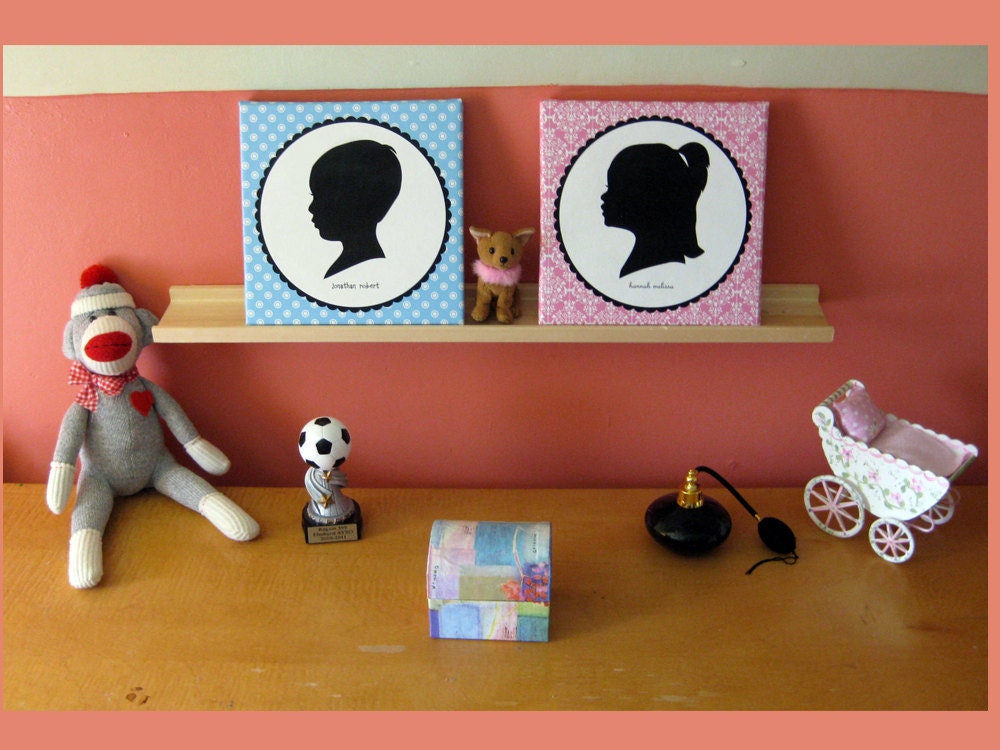 Custom Silhouette Portrait - 10x10  Canvas Art Print